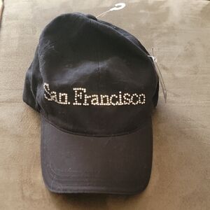 Black San Francisco Women's Cap With Rhinstones